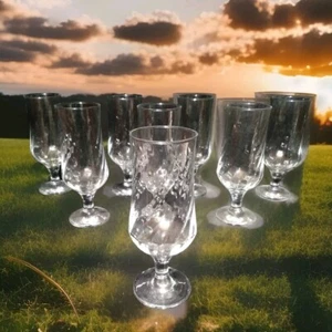  Juego de 8 cuencos remolinados de vidrio transparente vintage sin marca 14 oz 7,5" de altura  - Imagen 1 de 7