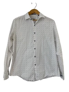 Tasso Elba Embroidered Geometric Button Down Shirt Mens 16-16.5 Long Sleeve L - Picture 1 of 9