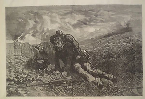 DER UNGEPFLEGTE FRANZÖSISCHE SOLDAT NACH DER SCHLACHT HARPER'S WEEKLY 1871 - Bild 1 von 2