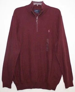 Polo Ralph Lauren Big Tall Mens Red Burgundy Pima Cotton 1/2 Zip Sweater NWT 1XB - Picture 1 of 4