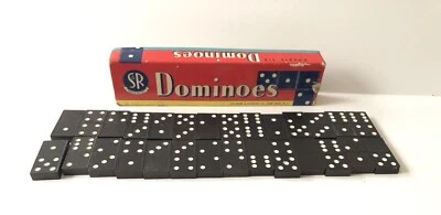 Vintage Selchow & Righter Double Six Black Dominoes 28 Pieces #604 - Image 1 of 4