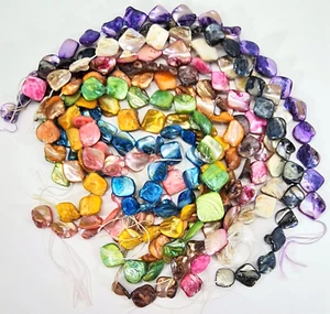 10 strands of Irregular Nugget Shell Beads 15mm-22mm size 38cm long mixed colors - Picture 1 of 11