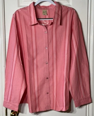 全新(其他)Blair 3XL 纽扣上衣/衬衫/衬衫条纹粉色 — 第 1/4 张图片
