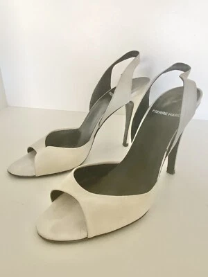 Pierre Hardy Ivory Sling Back Open Toe High Heels Leather EU38.5 US8 - Image 1 of 4