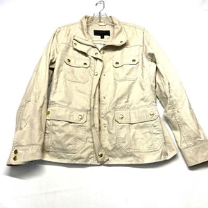 VTG J. Crew The Downtown Field Military Jacket Womens M Beige Utility Pockets - Imagen 1 de 14