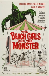 THE BEACH GIRLS AND THE MONSTER 1965 ORIGINAL 1Sht Folded Poster JON HALL Film - Picture 1 of 1