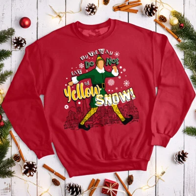 Buddy the Elf Yellow Snow Christmas Jumper Ugly Mens and Womens Sweatshirts #MC - Image 1 of 4