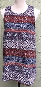Forever 21 Size S Print Tunic Top Blouse Sleeveless Back Key Hole - Picture 1 of 9