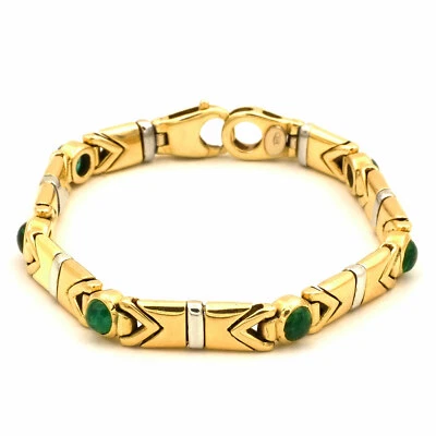 Vintage Smaragd Armband in 585 Gelb- & Weißgold Bicolor Gold Armband L: 17,3 cm - Bild 1 von 4