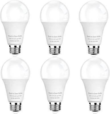 6 Pack Dusk to Dawn Light Bulbs Outdoor, Sensor A19 LED Light Bulb, Auto on/Off - Image 1 of 4