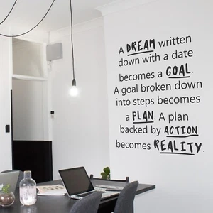 A Dream Written Motivational Inspirational Office Wall Decal Sticker Vinyl Quote - Picture 1 of 6