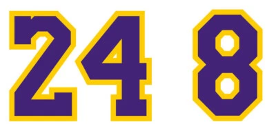 NBA STICKER DECAL, Pro Basketball Numbers purple/gold, famous star - Image 1 of 3