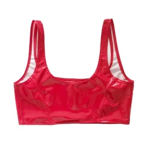 Lady Faux Patent Leather Latex Vests Crop Tops Zip Tank Strap Punk Camisole Sexy - Picture 1 of 10