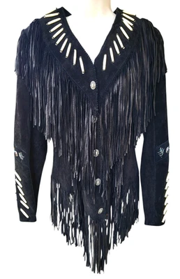 Renegade- Ren Ellis by Diamond Suede Fringe Jacket. Genuine Leather Size Small - Image 1 of 4