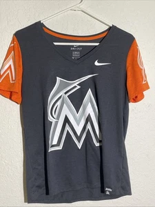 Nike Dri-Fit Women's Medium Miami Marlins V Neck T Shirt Athletic Casual Tee - Imagen 1 de 4