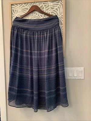 Vintage Gap Women's Maxi Skirt Blue Beige Size 12 Lined - Image 1 of 4