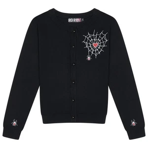 Ro Rox Loveweb Cardigan - Goth Embroidery Spider Web Heart, Long Sleeve Top - Picture 1 of 10