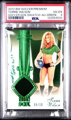 Bench Warmer Soccer Premium Soccer Sox Swatch Auto Torrie Wilson Green /10 PSA 4 - Image 1 of 3