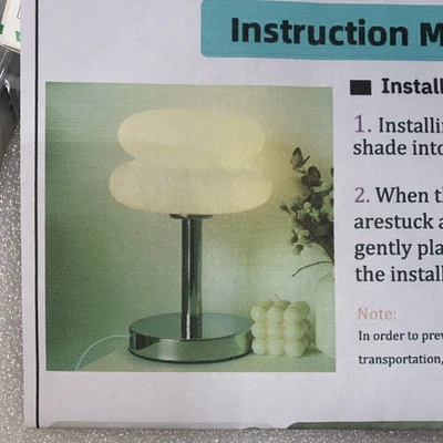 Lámpara de mesa Meefad contemporánea de vidrio con luz nocturna en naranja para decoración del hogar Foto 1 de 4