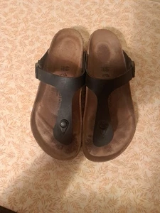 Birkenstock Gizeh Flor Sandals Black Women Size 40 US Size 8 - Picture 1 of 7