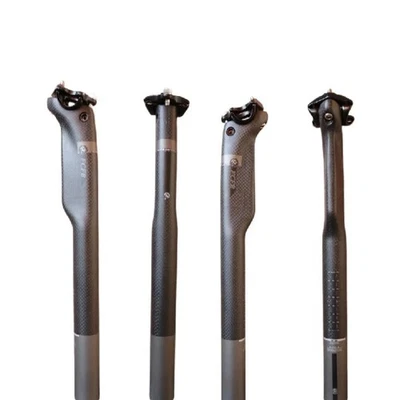 Tubo de asiento de carbono sillín manillar amortiguador real MTB carretera bicicleta tija de sillín Foto 1 de 4