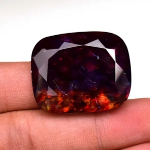 Natural Ammolite Gemstone Red Green Faceted Cushion Cut Huge 49.55 Ct TREATED - Picture 1 of 5