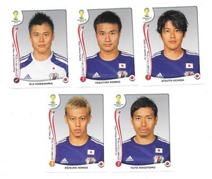 PANINI FIFA WORLD CUP BRAZIL 2014, JAPAN 5 Different Stickers. B22