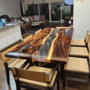 Live Edge Epoxy Table – Wood Slab River Table – Dining/Office Desk – Custom Made - Picture 1 of 12