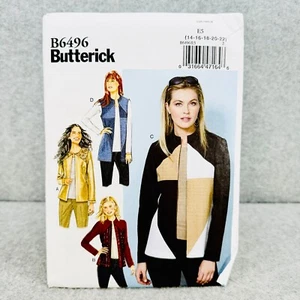 Butterick 6496 Plus Size Loose Jacket and Vest Open Front Misses 14 22 Pattern - Picture 1 of 6
