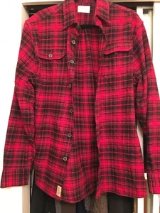 Jachs Mens Large Red Black Flannel Plaid Long Sleeve Button Up Shirt Lumberjack - Picture 1 of 8