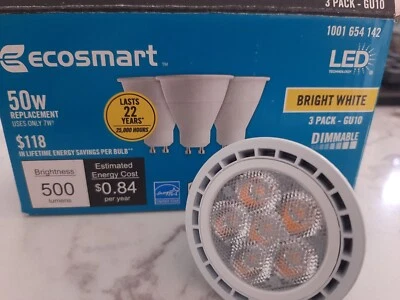 Ecosmart Led 50w Light bulbs- 3 pack GU10 - Image 1 of 4