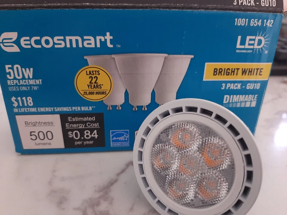 Ecosmart Led 50w Light bulbs- 3 pack GU10 - Image 1 of 4