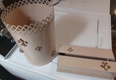 De colección MCM Art Deco Metal Papelera Soporte Pañuelo Baño Foto 1 de 4