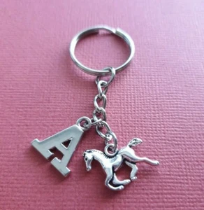 Horse Keyring and Initial Letter A to Z Keychain Charm personalise Great gift - Picture 1 of 31