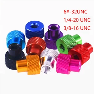 UNC 6#-32 1/4 3/8 Knurled Thumb Nuts Aluminium Hand Turn Knobs Nut Through Hole - Picture 1 of 15