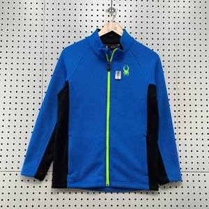 Spyder Jacket Youth Boys Size Large 14/16 Royal Blue Logo Waffle Knit Fits 18x25 - Picture 1 of 14