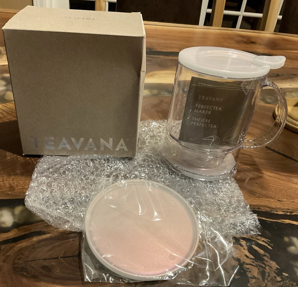 Nueva Tetera Teavana Perfectea de 16oz Blanco Perla Nueva En Caja Con Bandeja de Goteo Foto 1 de 4