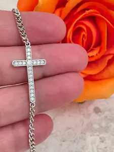 Diamond cross braclet .36ct handset diamonds Christian jewelry - Picture 1 of 13