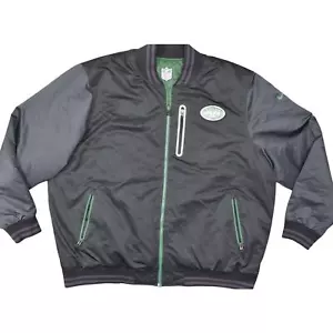 NFL NY Jets Men Black & Green Reversible Bomber Jacket Polyester Size 4XL - Picture 1 of 9