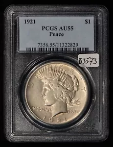 1921 $1 Silver Peace Dollar Key Date - Mint Error Die Clash - PCGS AU 55 - B3573 - Picture 1 of 17