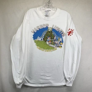Vintage Christmas T Shirt Large Harbor Lights Corpus Christi Texas Long Sleeve - Picture 1 of 19