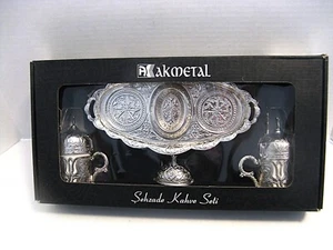 Akmetal 2 Cup Traditional Turkish Coffee Set NEW in Box - Picture 1 of 2