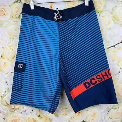 DC Shoe Co Bañador Niños Talla 18 Pantalones Cortos de Surf Cordón Azul Rojo Rayas L XL Foto 1 de 4