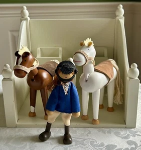 Pottery Barn Kids Dollhouse Raleigh Horse Stable w/Equestrian Girl 2 Horses RARE - Picture 1 of 22