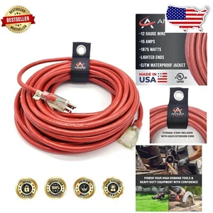 Cavo di prolunga 15 Amp 50 piedi - resistente, impermeabile con cinghia di organizzazione - Foto 1 di 7
