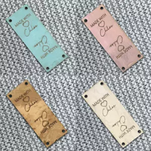 Personalised 20mm x 50mm Rectangle Faux Leather Product Tags Labels Homemade 089 - Picture 1 of 3