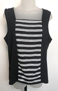 Bob Mackie Wearable Art Size M Sleeveless Blouse Top Square Neck Black Sequins - Picture 1 of 8