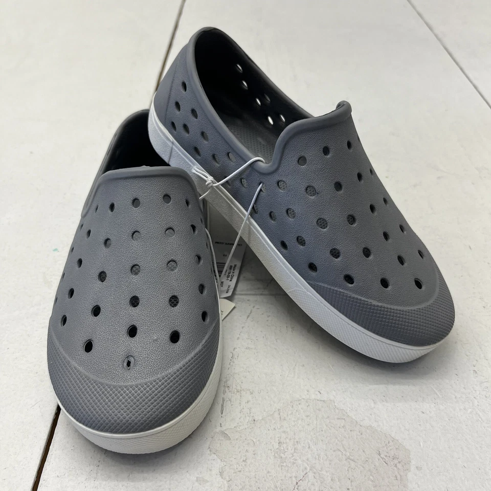Zapatos sin cordones perforados gris marino antiguos calzado informal de verano para niños talla 11 Foto 1 de 4