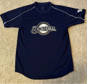 Milwaukee Brewers Shirt Mens Large Blue Yellow MLB Baseball Augusta NWOT - Picture 1 of 5