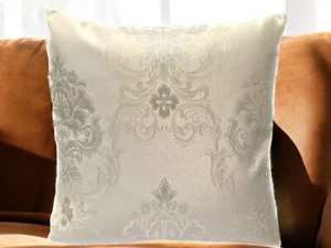 Golden Cream Cushion Covers 18X18" 45X45 cm Grey Damask Glitter Shimmer Jacquard - Picture 1 of 12